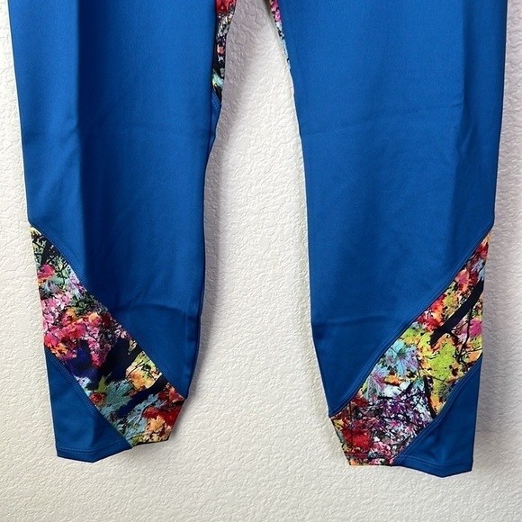 Soulgani Active Petite Blue Floral Leggings Size MP - Picture 7 of 13